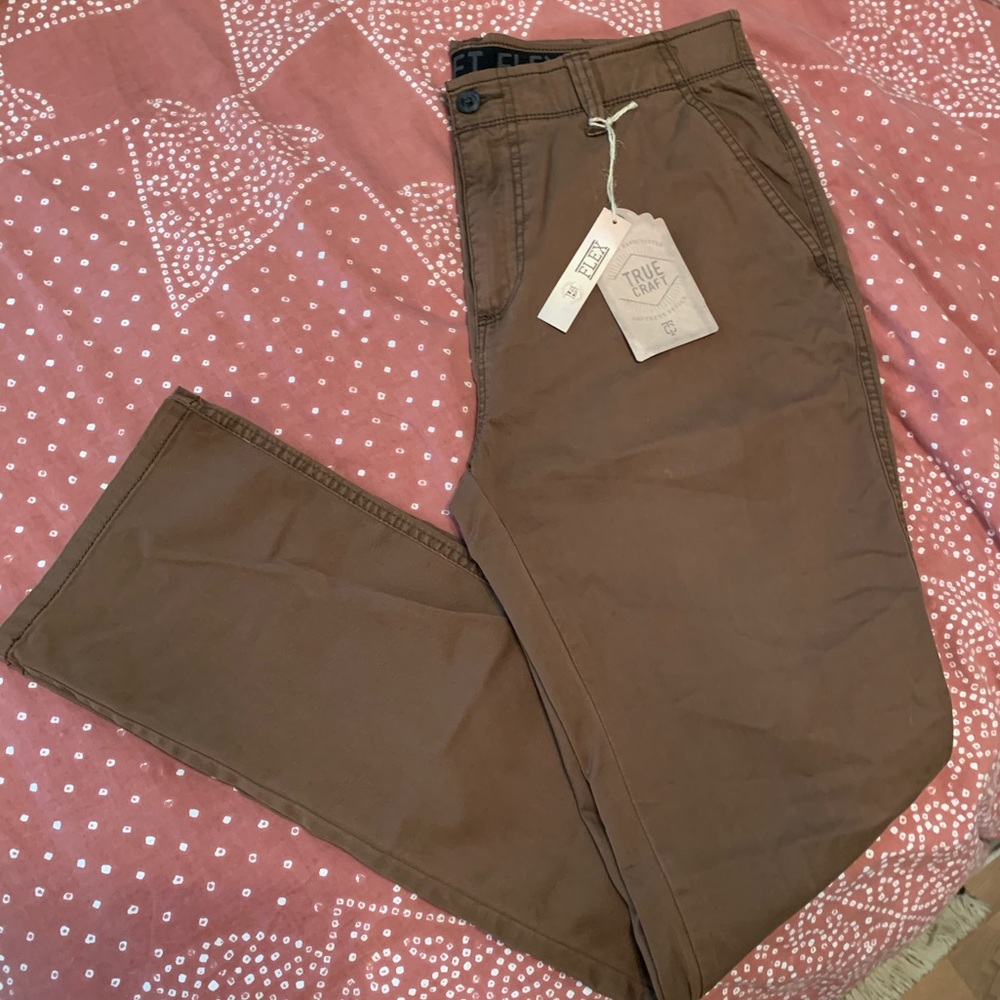 True Craft Brown Flex Chino Pants 32W 32L